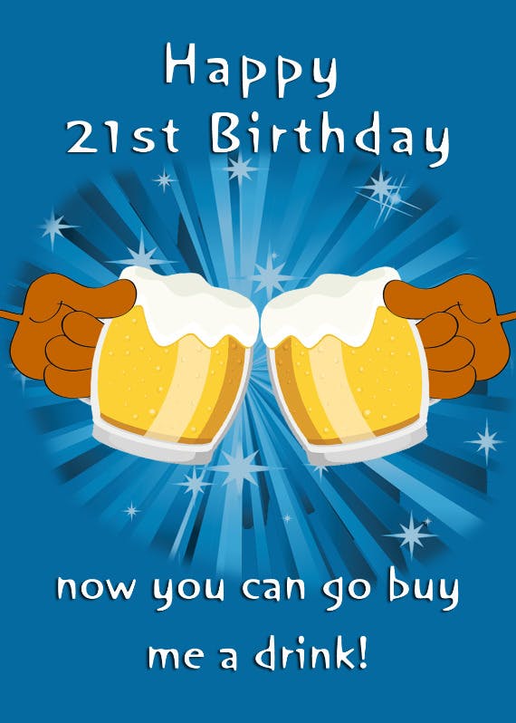 21st birthday - happy birthday card