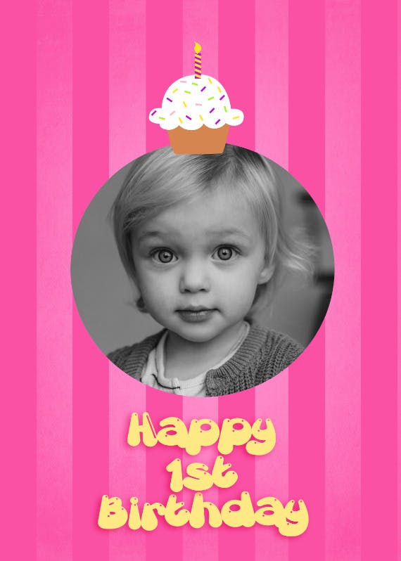 1st cupcake - tarjeta de cumpleaños