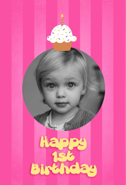 1st Cupcake - Tarjeta De Cumpleaños