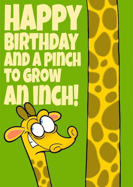 A pinch to grow an inch - birthday card
