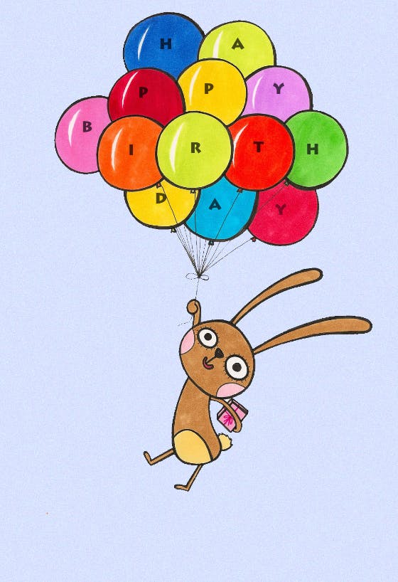 Ballons bunny - birthday card