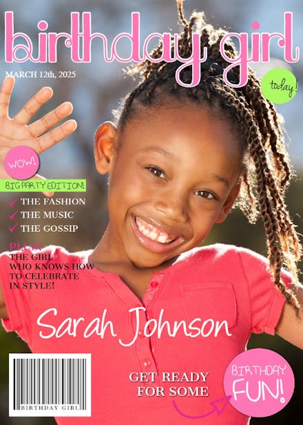 Birthday girl magazine cover - birthday card
