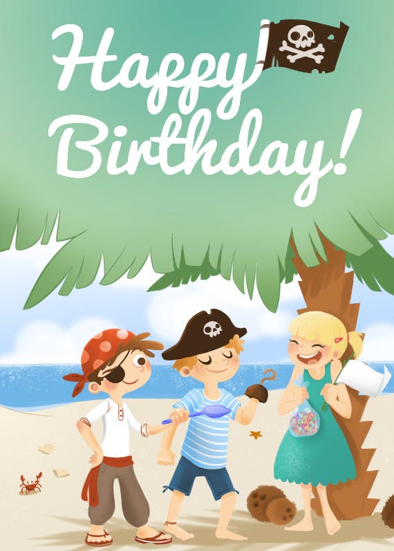 Birthday kids pirate - tarjeta de cumpleaños