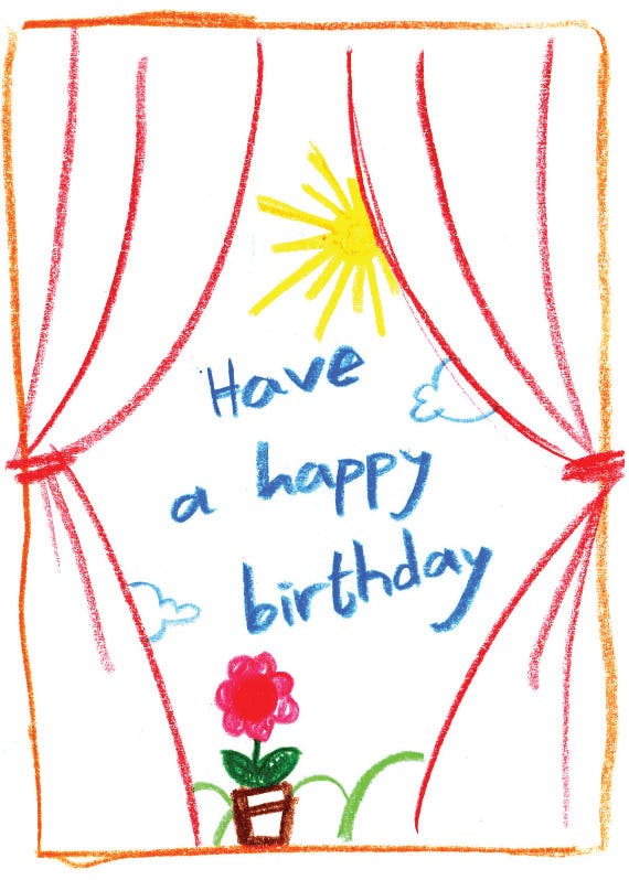 Child drawing - happy birthday card