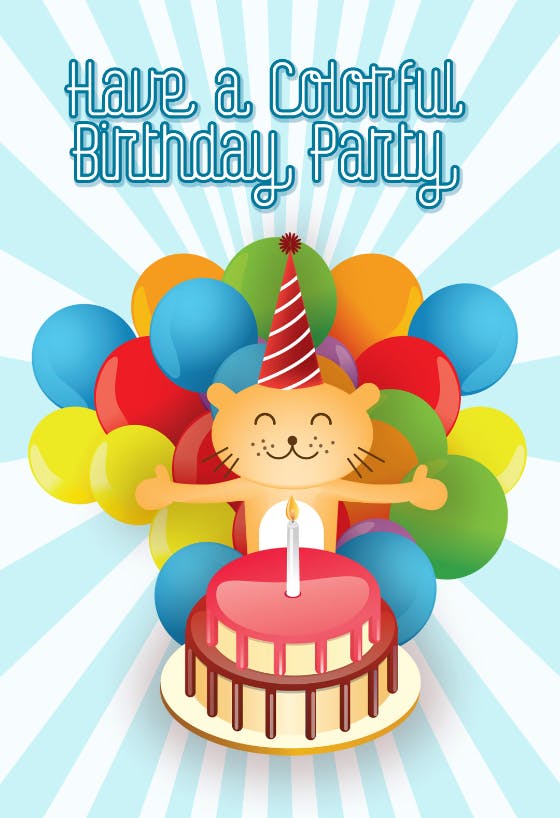 Colorful birthday party - birthday card