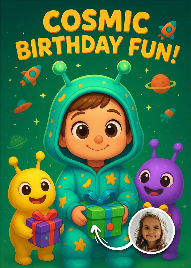 Cosmic birthday fun - birthday card