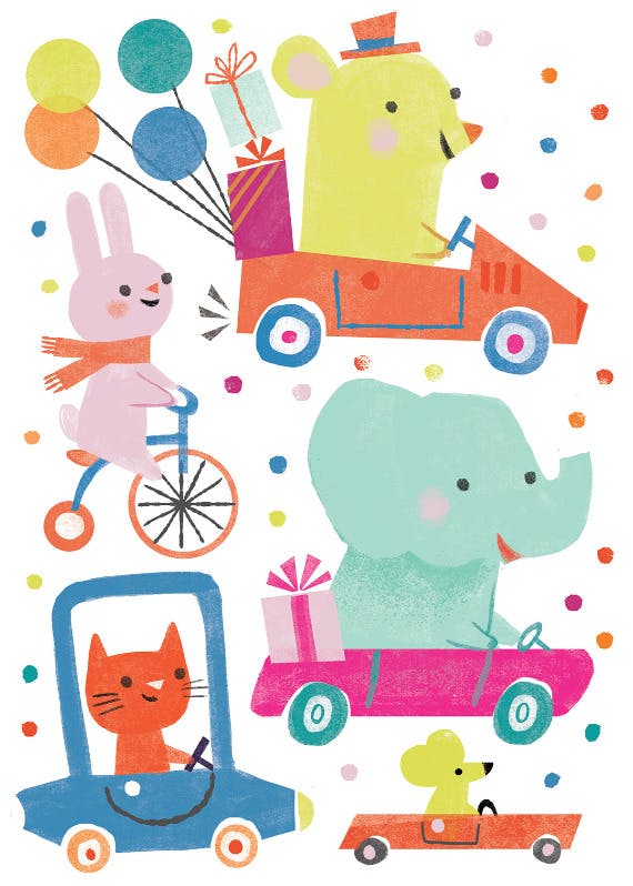 Dotty driving - happy birthday card