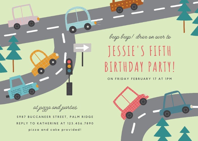 Drive in fun -  invitación de cumpleaños