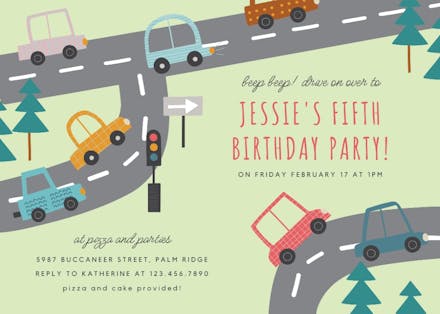 Drive in fun - birthday invitation