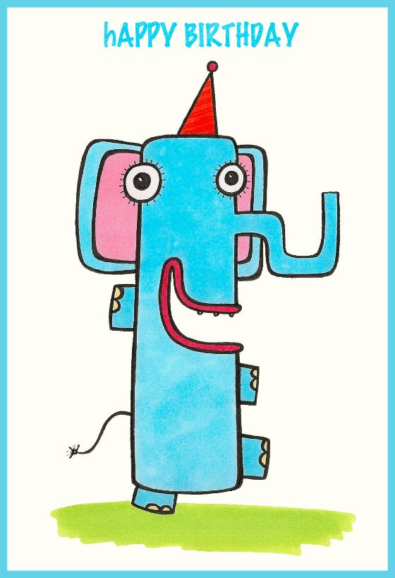 Funny elephant - happy birthday card