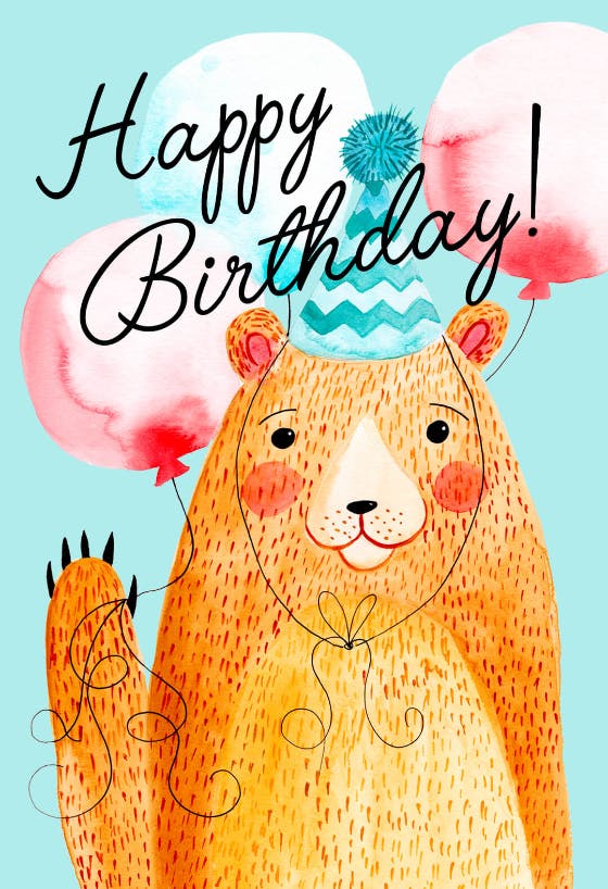 Hello bear - happy birthday card
