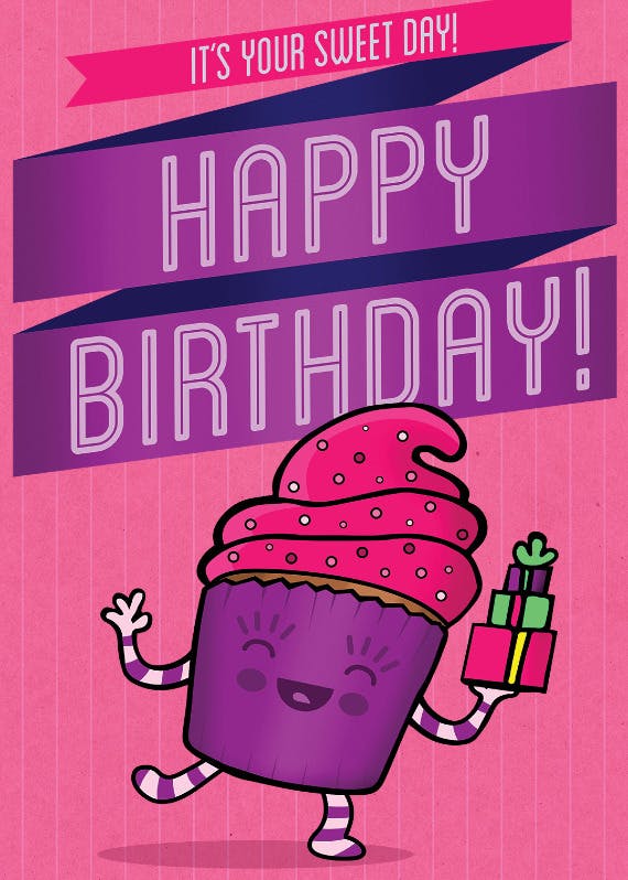 Princess cupcake - tarjeta de cumpleaños
