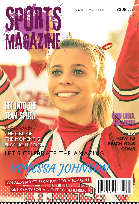 Sports magazine girl - birthday card