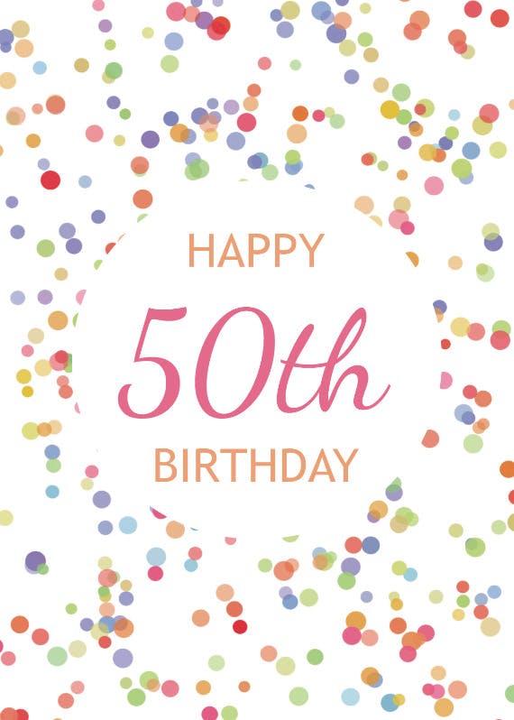 50th birthday confetti -  free birthday card