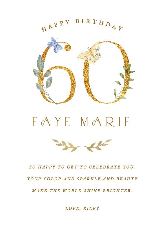 60 years of beauty - birthday card