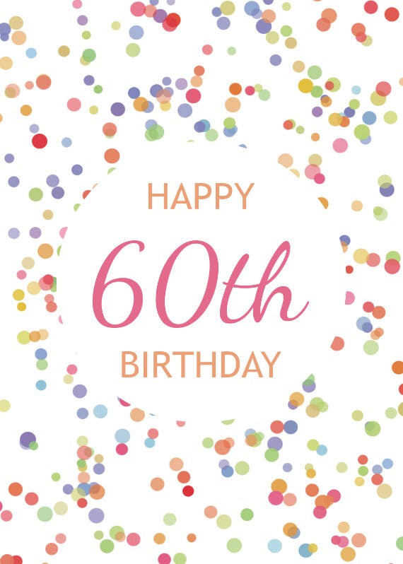 60th birthday confetti -  tarjeta de cumpleaños gratis