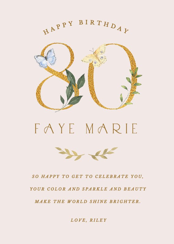 80 years of beauty -  free birthday card