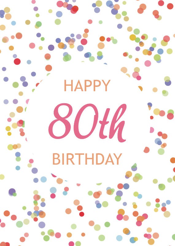 80th birthday confetti - happy birthday card