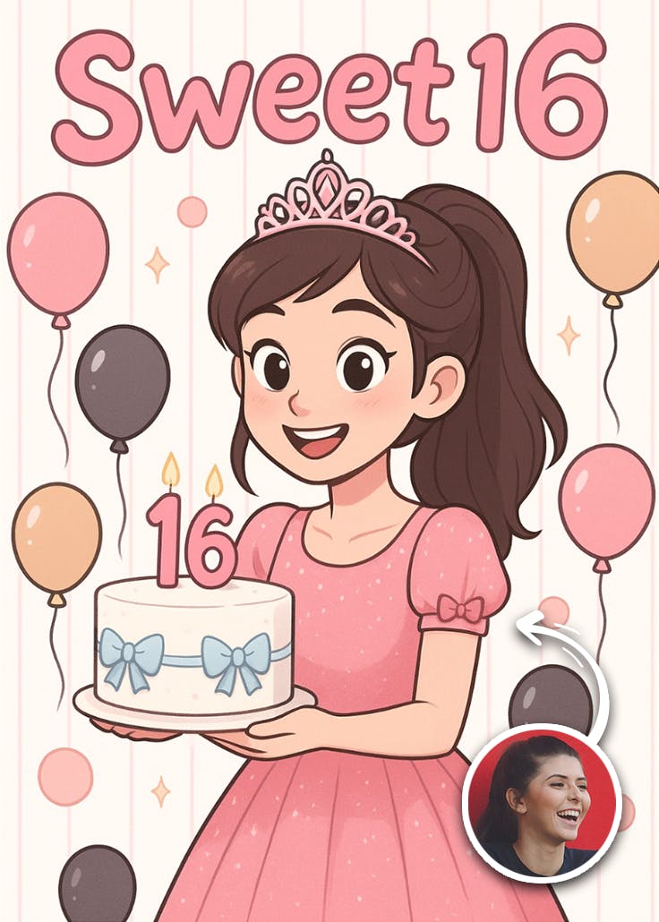 Adorable sixteen -  tarjeta de cumpleaños