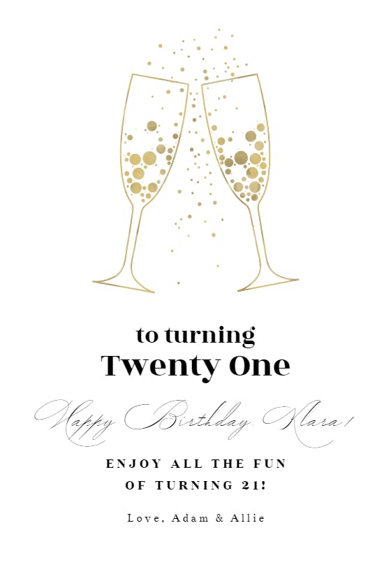 Bubbles & cheers - birthday card