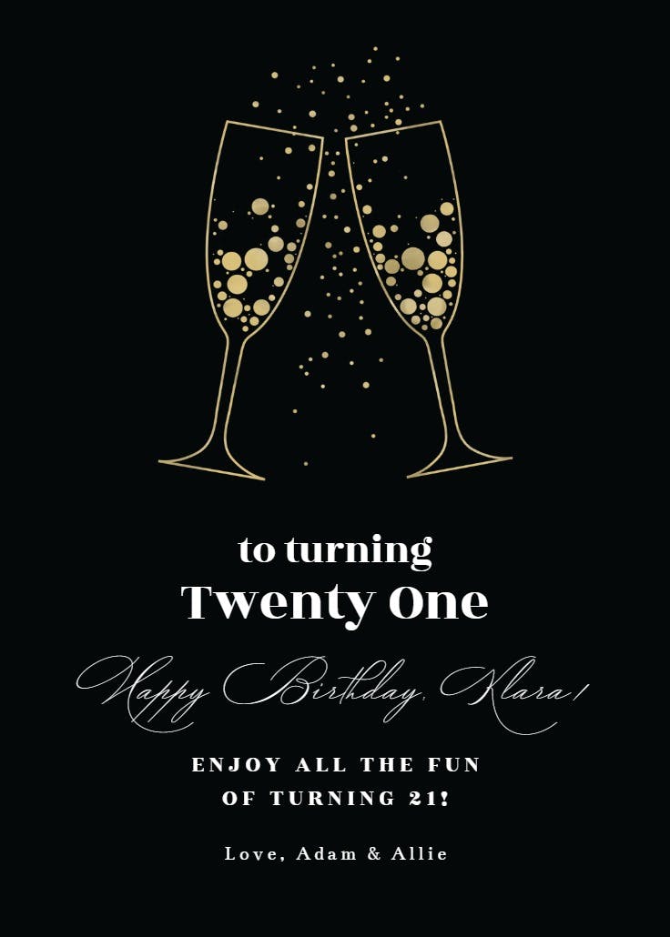 Bubbles & cheers - birthday card