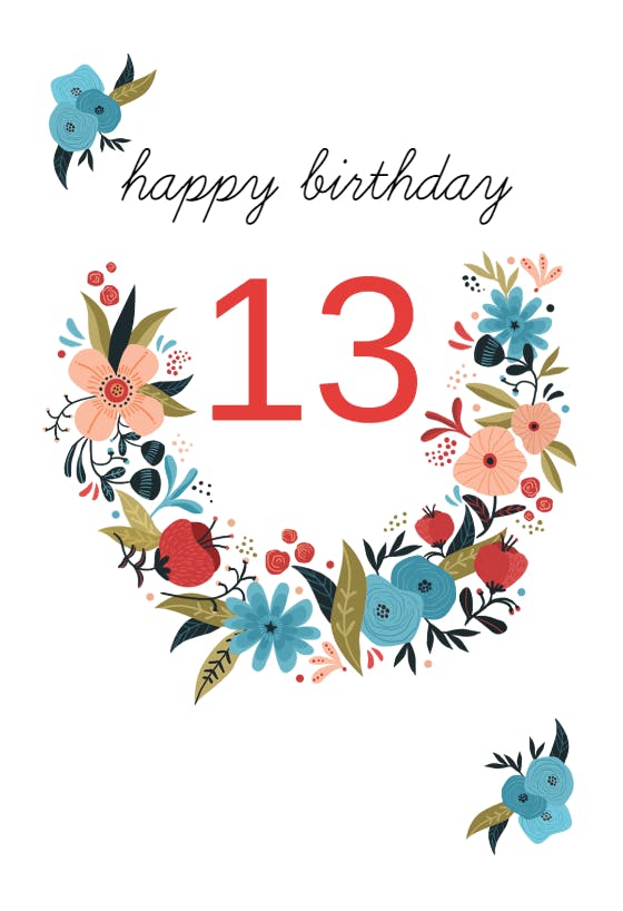 13 años-maravilloso adolescente-Empavesado Chicas 13th Tarjeta De Cumpleaños