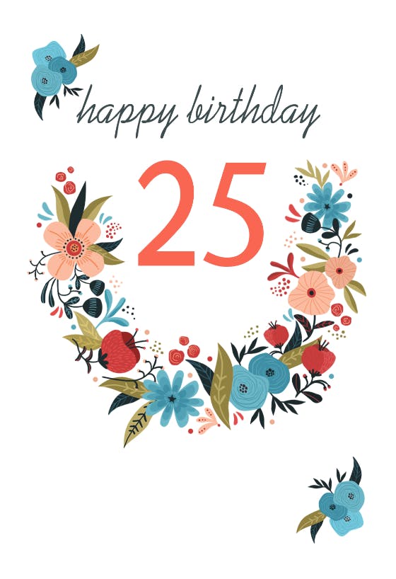 Floral 25 -  tarjeta de cumpleaños