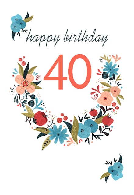 Floral 40 - Free Birthday Card | Greetings Island