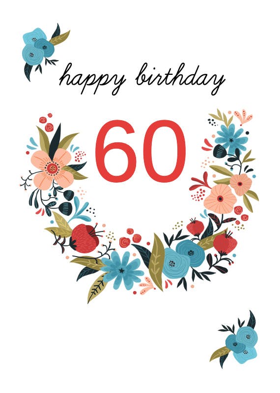 Floral 60 - birthday card