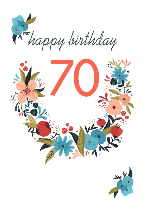 Floral 70 -  free birthday card