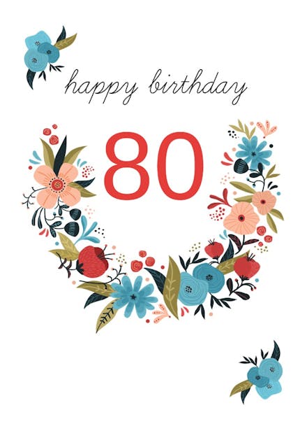 Terracotta Flowers At 80 - Free Birthday Card | Greetings Island