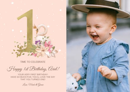 Floral First - Happy Birthday Card