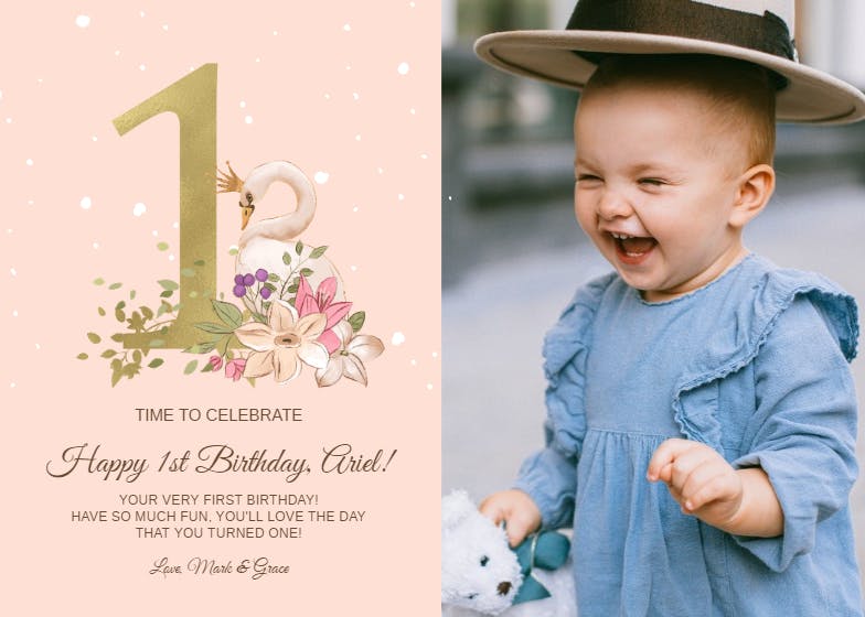 Floral first - birthday card