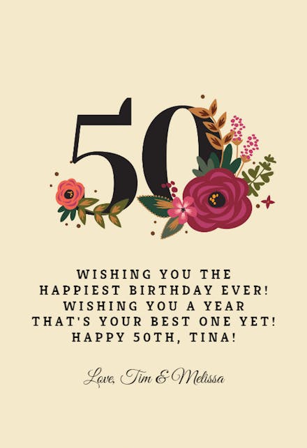 Floral Numbers - Birthday Card