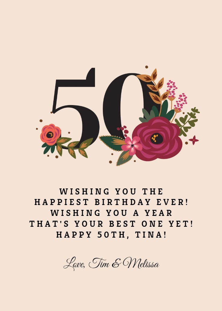 Floral numbers - birthday card