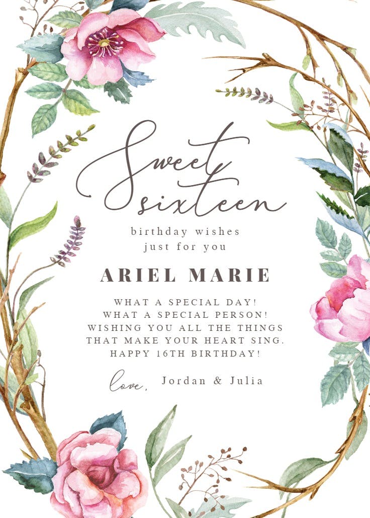 Freeform floral - birthday card