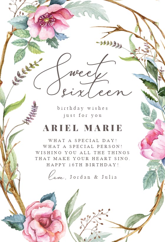 Freeform floral -  tarjeta de cumpleaños gratis