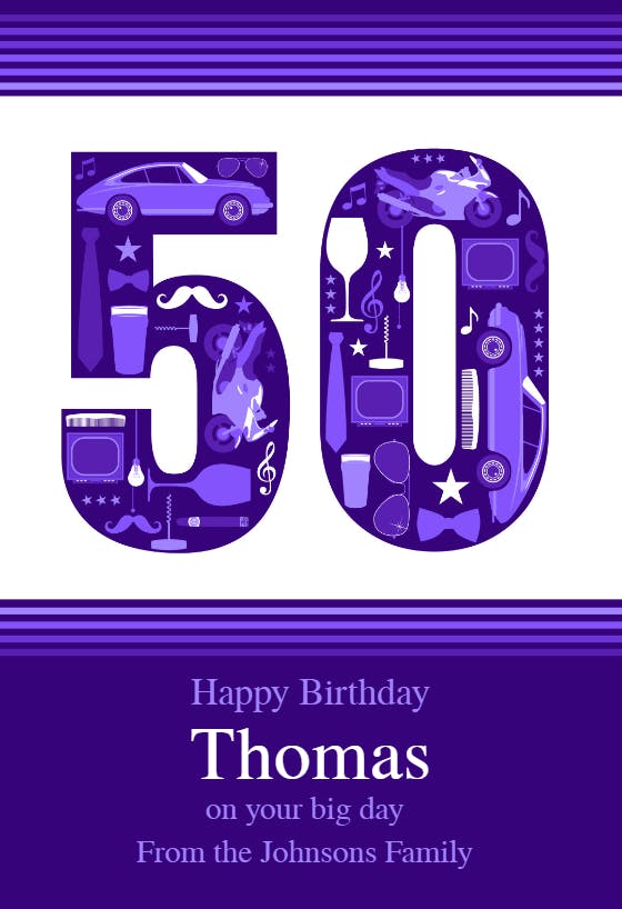 Gentlemans 50th - happy birthday card