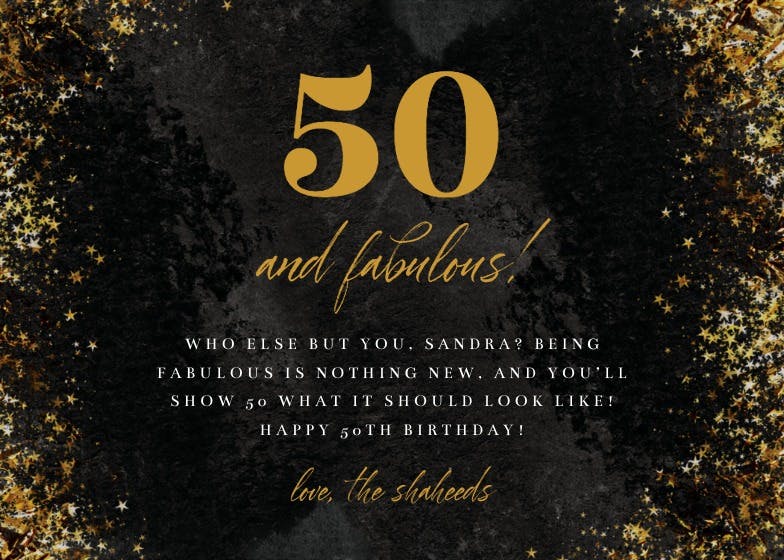 Gold on black - birthday card