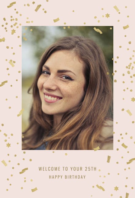 Golden Confetti At 25 - Free Birthday Card | Greetings Island