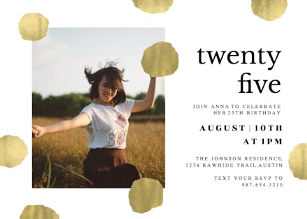 Golden polka dots - Invitación De Cumpleaños