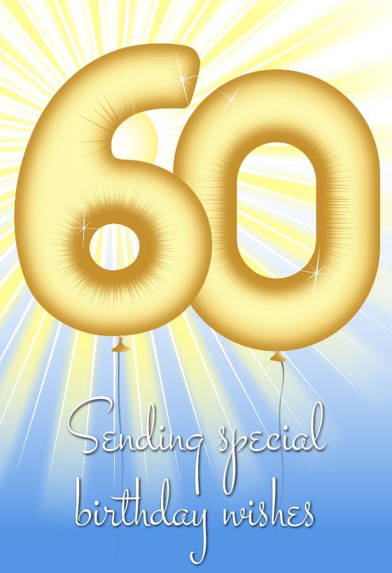 Happy 60th to wonderful you - happy birthday card