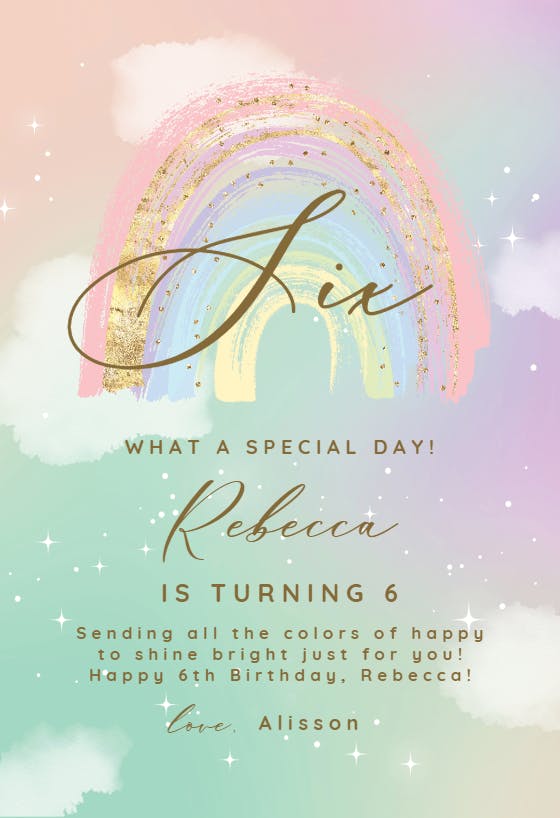 Rainbow sky - birthday card