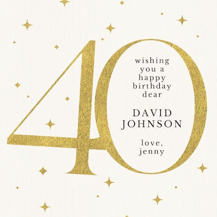 Sparkling 40 - birthday card