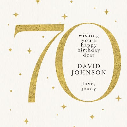 Sparkling 70 - birthday card