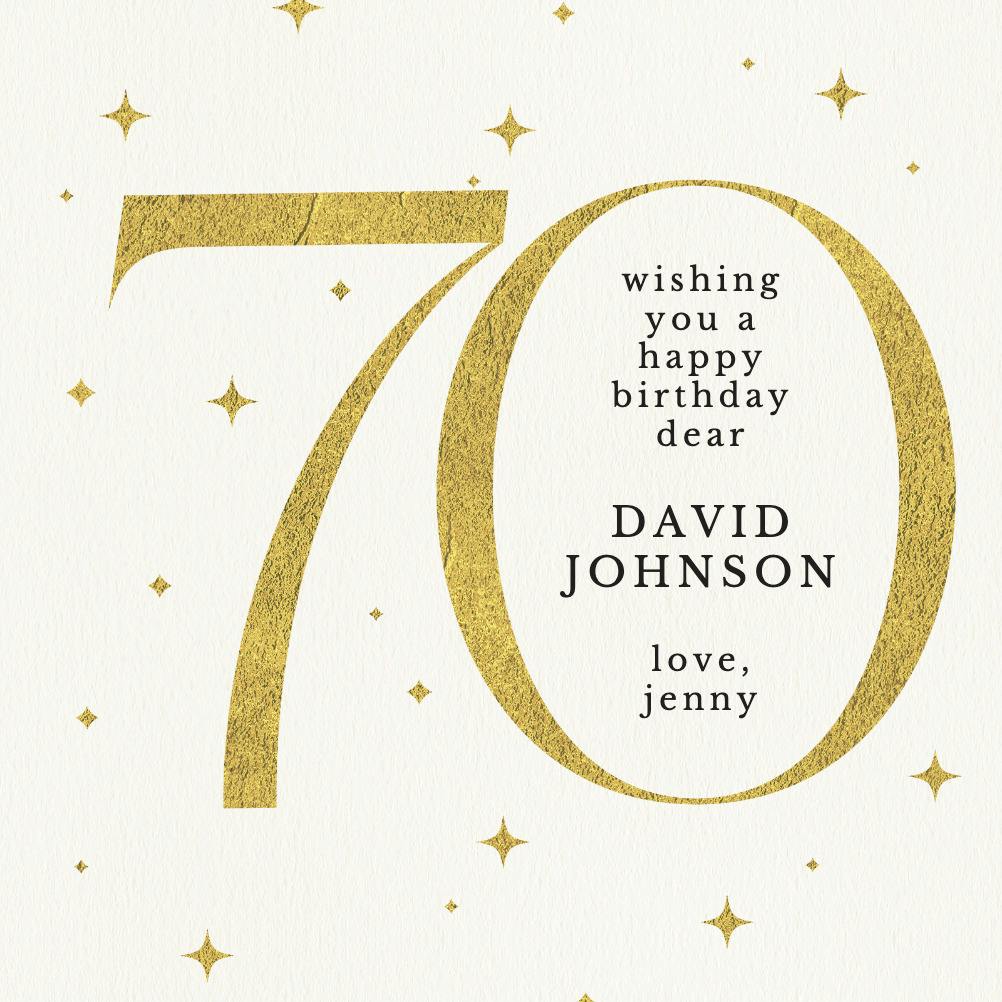 Sparkling 70 -  free birthday card
