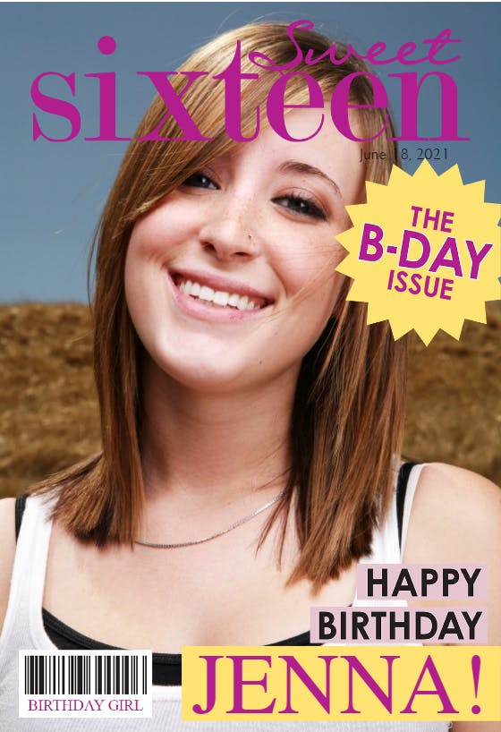 Sweet 16 magazine cover -  free birthday card
