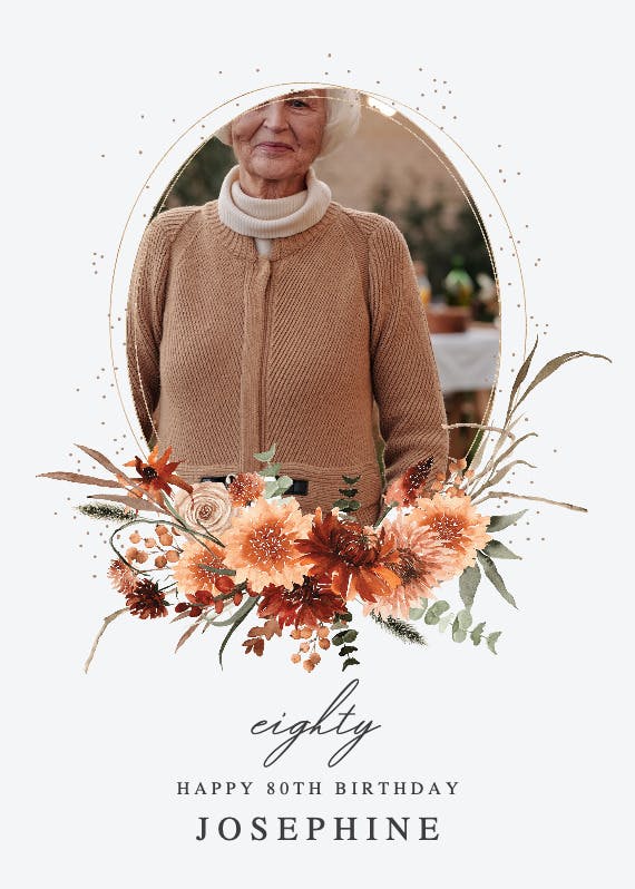 Terracotta flowers at 80 - birthday card
