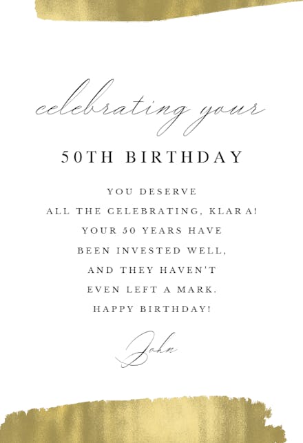 Touch of Gold - Birthday Card