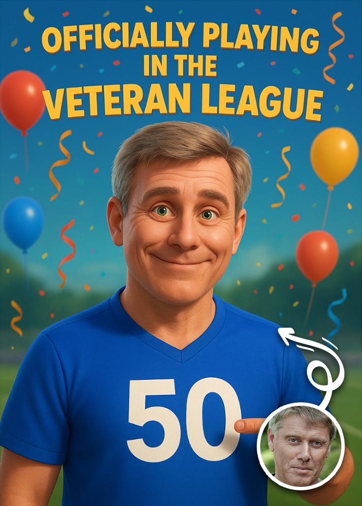 Veteran league 50 - tarjeta de cumpleaños